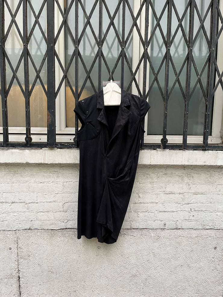 (New Arrival) A.F VANDEVORST - FW10 Faux suede asymmetric dress with shoulder studs (runway)