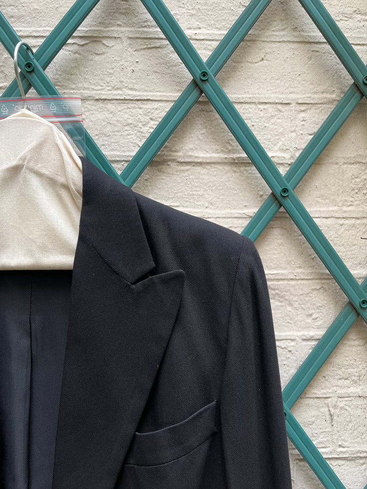 (New Arrival) ANN DEMEULEMEESTER - Rayon and fleece wool blazer jacket with padded shoulders