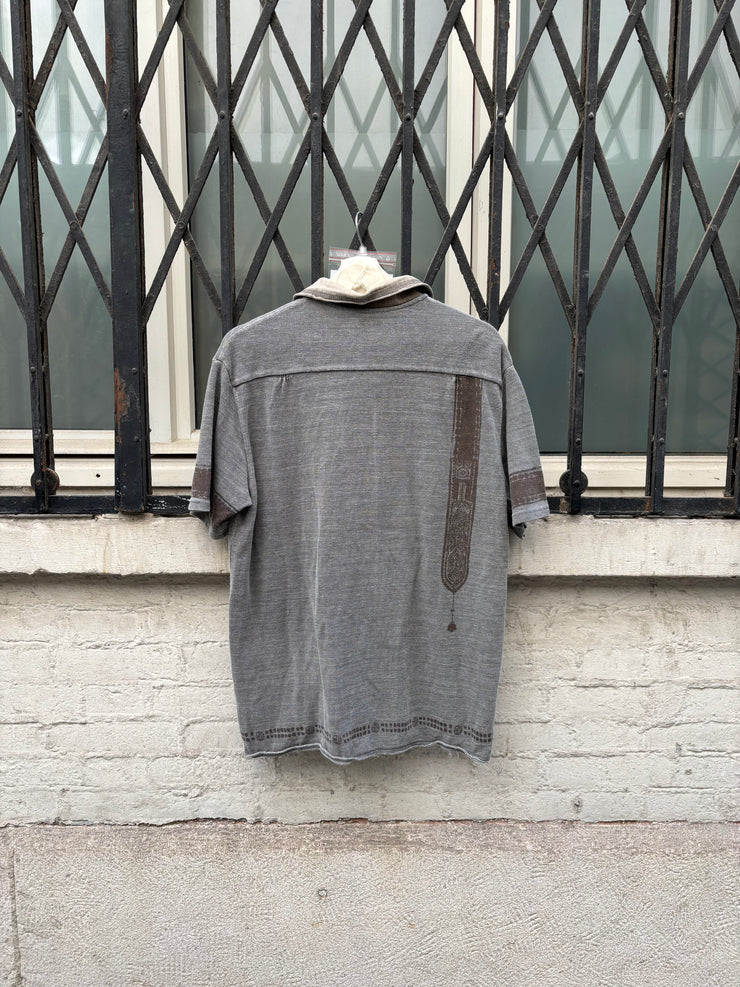 (New Arrival) KAPITAL - Cotton polo shirt with pattern and embroidery detail