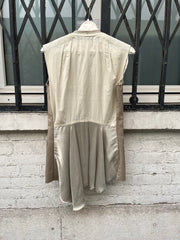 (New Arrival) RICK OWENS - SS04 "CITROEN" Golden cotton military vest with silk draped back (runway)