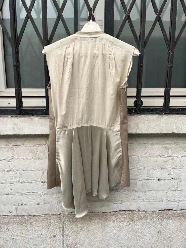(New Arrival) RICK OWENS - SS04 "CITROEN" Golden cotton military vest with silk draped back (runway)