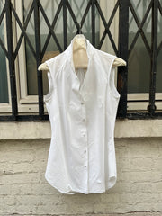 (New Arrival) OLIVIER THEYSKENS - Early 2000’s Sleeveless cotton shirt with satin details