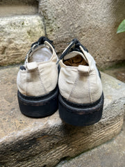 (New Arrival) ANN DEMEULEMEESTER - SS14 Vine pattern canvas shoes with notched sole (runway)