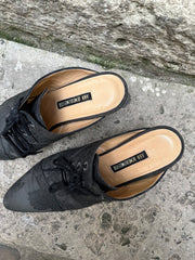 (New Arrival) ANN DEMEULEMEESTER - 1994 Pointy mules with satin floral pattern
