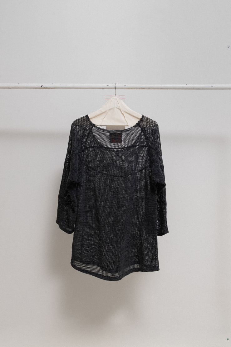 BLACKMEANS - Raw cut net cotton sweater