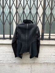 (New Arrival) RICK OWENS - FW12 "MOUNTAIN" Lamb leather jacket with dust fleece and calf leather sleeves