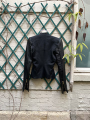 (New Arrival) GARETH PUGH - FW11 Cotton blend jacket with lamb leather sleeves and double front zippers