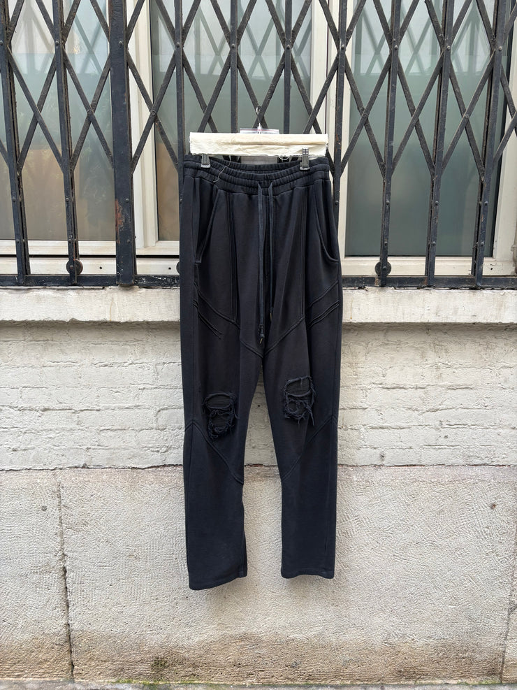 (New Arrival) 14TH ADDICTION - Wide cotton joggers with biker patches