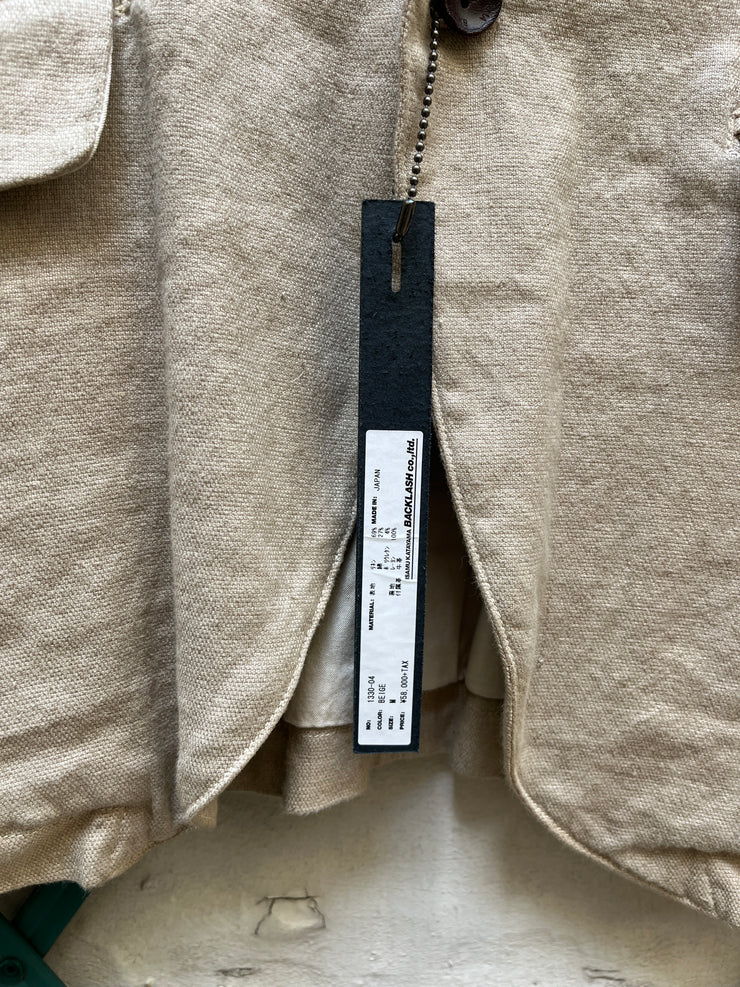 (Kountry Club) ISAMU KATAYAMA BACKLASH - Linen blend jacket with leather collar and poem lining