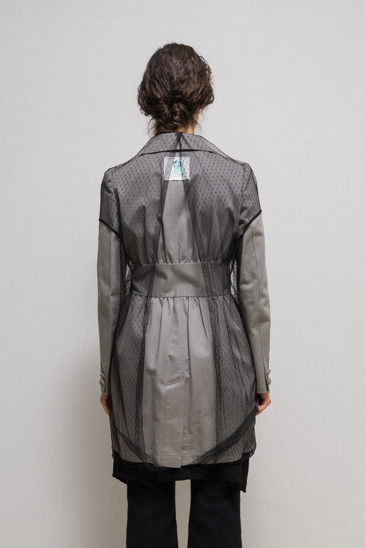 UNDERCOVER - SS02 "The Illusion of Haze" Cotton coat with patterned mesh layer