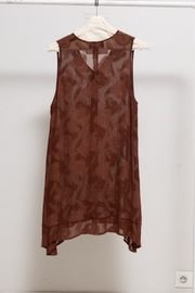 ANN DEMEULEMEESTER - 1993 / 94 Sheer tunic with longer sides and floral pattern