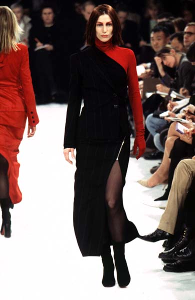 ANN DEMEULEMEESTER - FW96 Long wool skirt with zippers (runway)