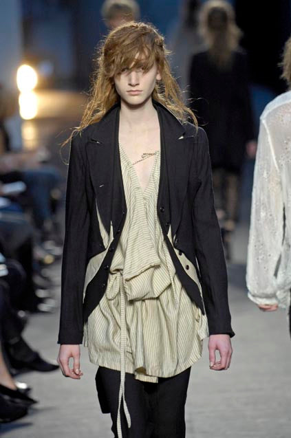 ANN DEMEULEMEESTER - SS07 Cropped jacket with a patterned bib