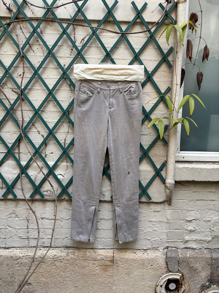 (New Arrival) UNDERCOVER - FW04 « But Beautiful » Grey cotton pants with floral lining (runway)
