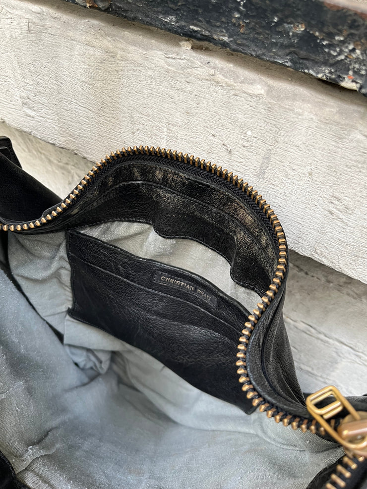 (New Arrival) CHRISTIAN PEAU - Large leather bag with travel tag detail