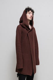 RICK OWENS - FW14 "MOODY" Virgin wool thick knitted hooded sweater