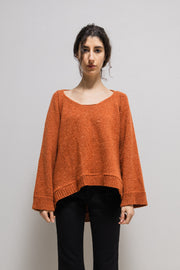 ANN DEMEULEMEESTER - Early 1990’s Wool blend textured sweater in faded orange