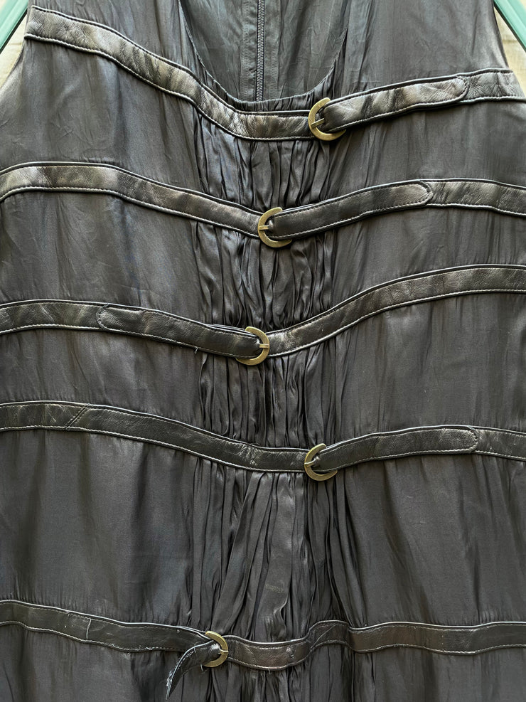 (New Arrival) SANDRINE PHILIPPE - Nylon dress with leather buckled straps