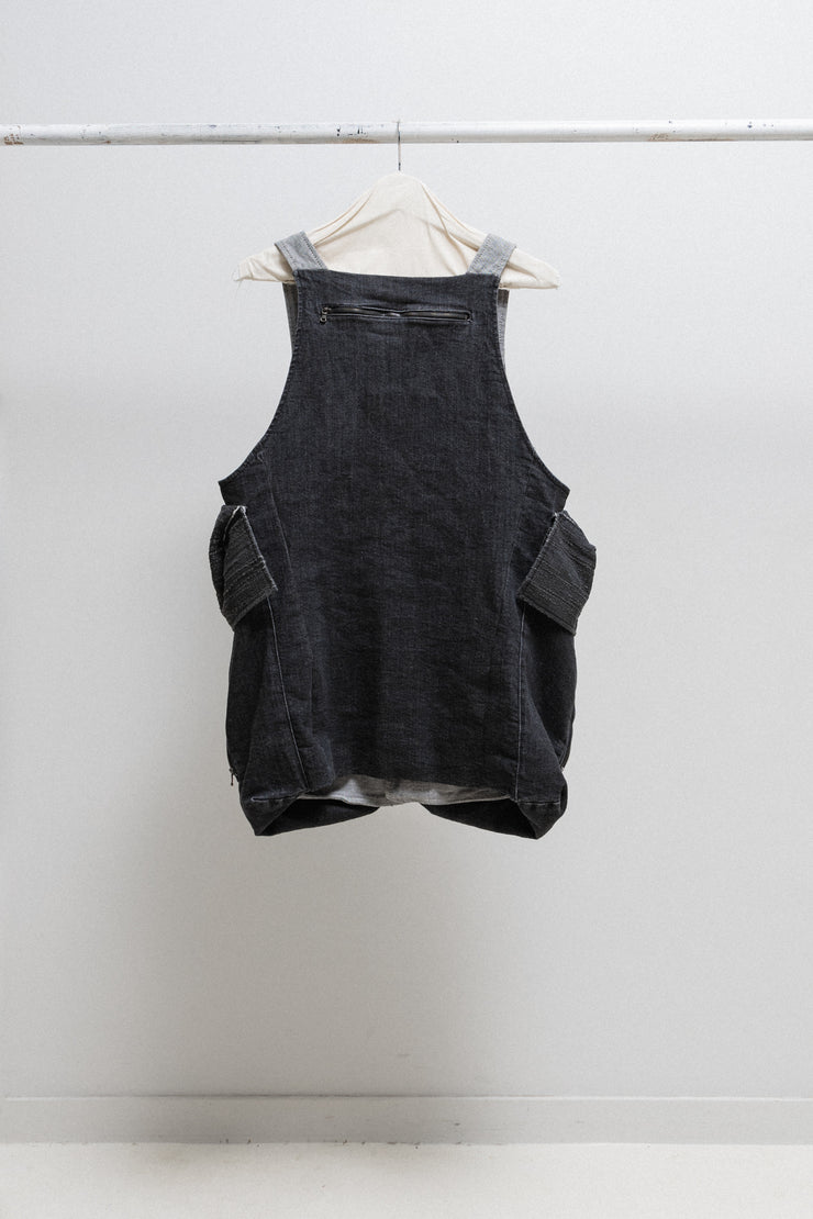 MASNADA - FW19 Denim vest with parachute pockets and zipper details