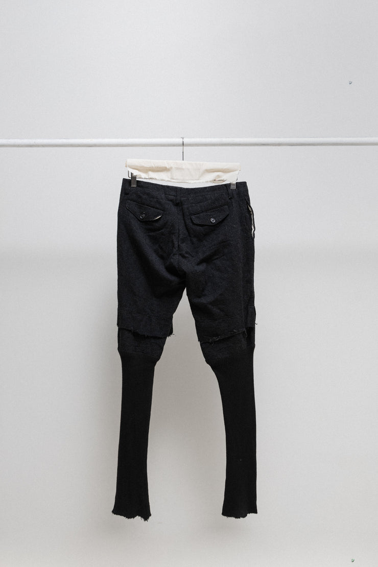 JULIUS 7 - FW07 "UNTITLED" Cashmere twill pants with knee details and ribbed legs