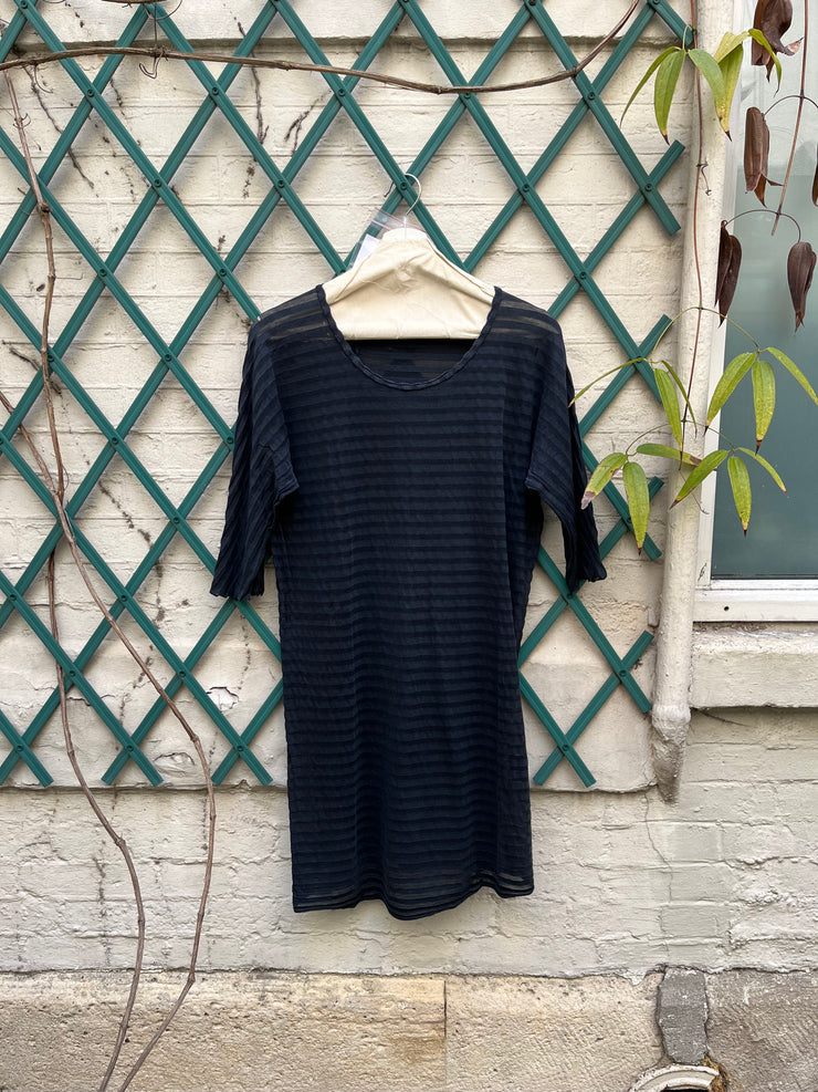 (New Arrival) BORIS BIDJAN SABERI - See-through striped t shirt