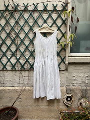 (New Arrival) YOHJI YAMAMOTO -  SS10 Long cotton dress with pleated details and pockets