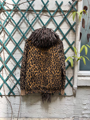 (New Arrival) UNDERCOVER - FW05 « Arts and Crafts » Felted wool leopard pattern jacket with voluminous faux fur collar (runway)