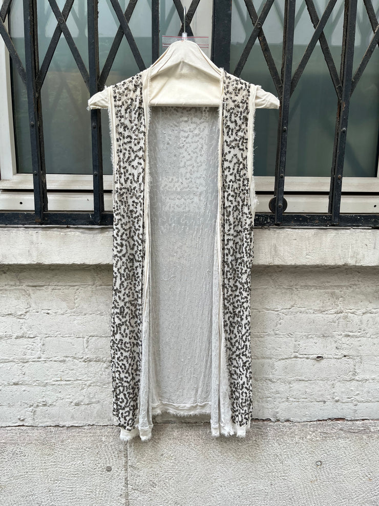 (New Arrival) ANN DEMEULEMEESTER - SS10 Silk vest with 850 gr of metal sequins (runway)
