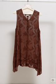ANN DEMEULEMEESTER - 1993 / 94 Sheer tunic with longer sides and floral pattern