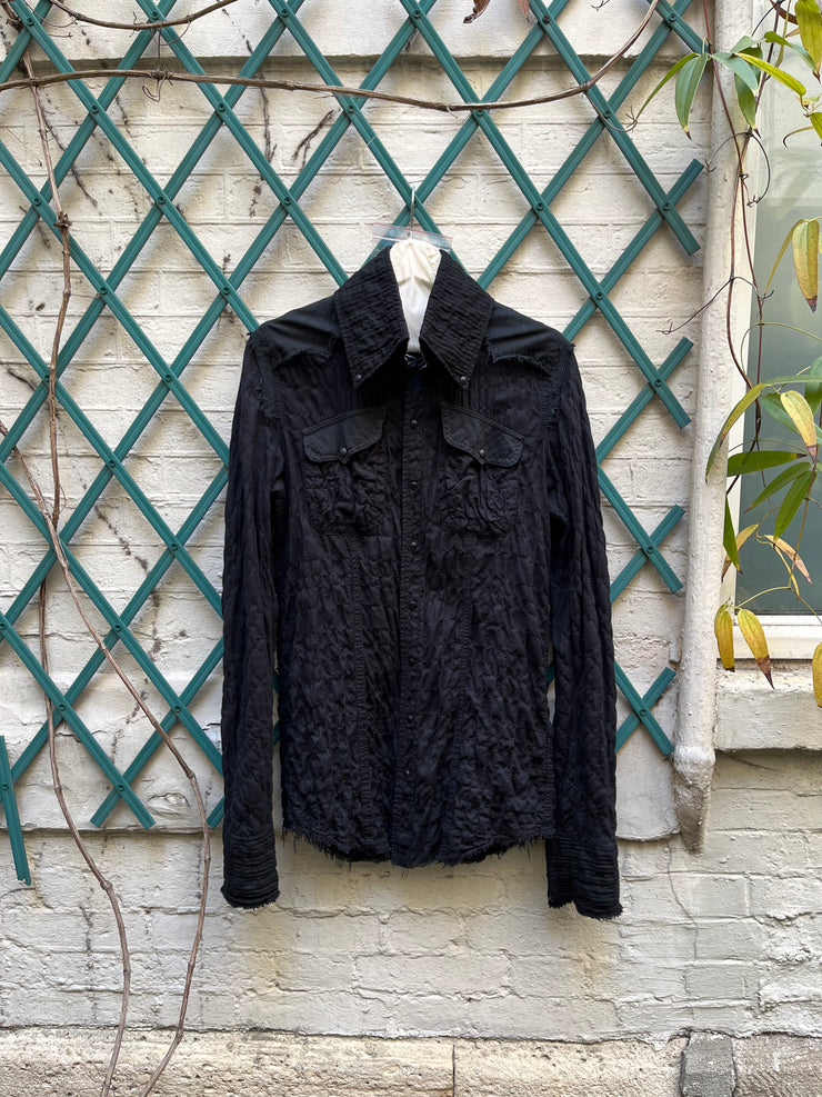 (New Arrival) L.G.B - Cotton blend textured shirt with removable collar