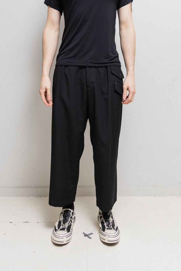 YOHJI YAMAMOTO POUR HOMME - SS19 Double pocket wide gabardine wool pants