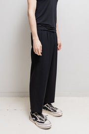 YOHJI YAMAMOTO Y'S FOR MEN - Wide gabardine wool pants with elastic waist