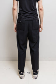 YOHJI YAMAMOTO Y'S FOR MEN - Wide gabardine wool pants with elastic waist