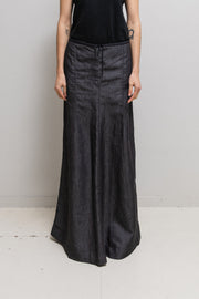 ANN DEMEULEMEESTER - Shimmery cotton denim maxi skirt based on trousers