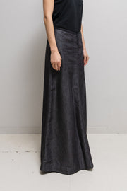 ANN DEMEULEMEESTER - Shimmery cotton denim maxi skirt based on trousers