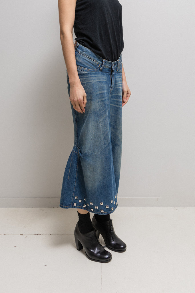 JUNYA WATANABE - FW06 Long flared denim siren skirt with