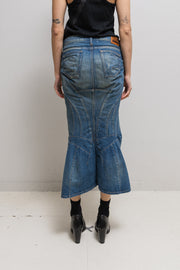 JUNYA WATANABE - FW06 Long flared denim siren skirt with studs