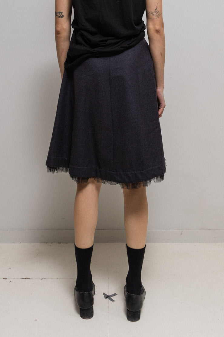 COMME DES GARCONS - FW05 "Broken Bride" Flared wool skirt with ruffled edges