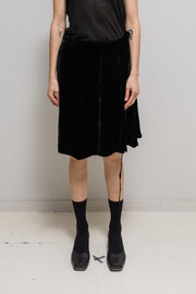 ANN DEMEULEMEESTER - FW93 Silk blend velvet skirt with waist straps