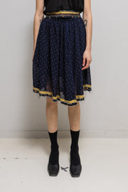 UNDERCOVER - FW03 "Paper Doll" Polka dot skirt with frayed cherry pattern waist and velvet lining