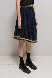 UNDERCOVER - FW03 "Paper Doll" Polka dot skirt with frayed cherry pattern waist and velvet lining