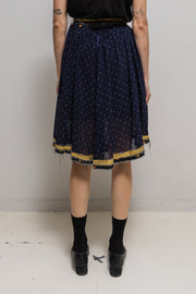 UNDERCOVER - FW03 "Paper Doll" Polka dot skirt with frayed cherry pattern waist and velvet lining