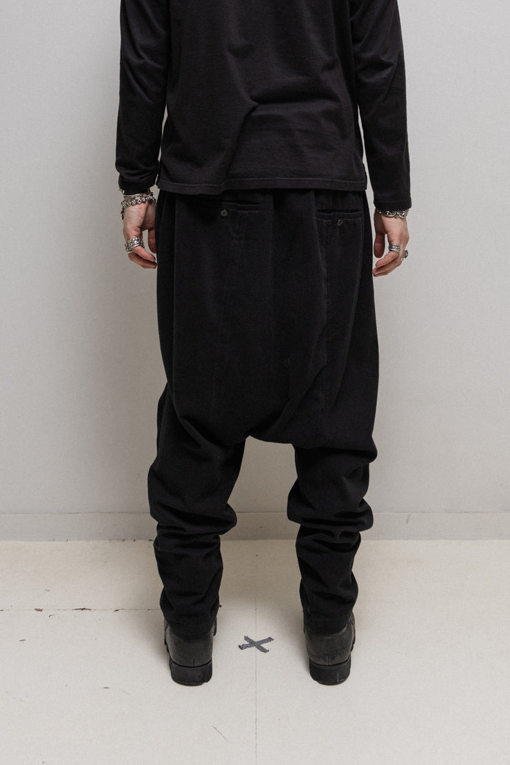 RICK OWENS - FW12 "MOUNTAIN" Moleskin pants with front drape (runway)