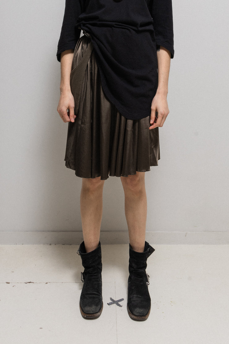 UNDERCOVER - SS04 "Languid" Silky pleated skirt with side waist pocket (runway)