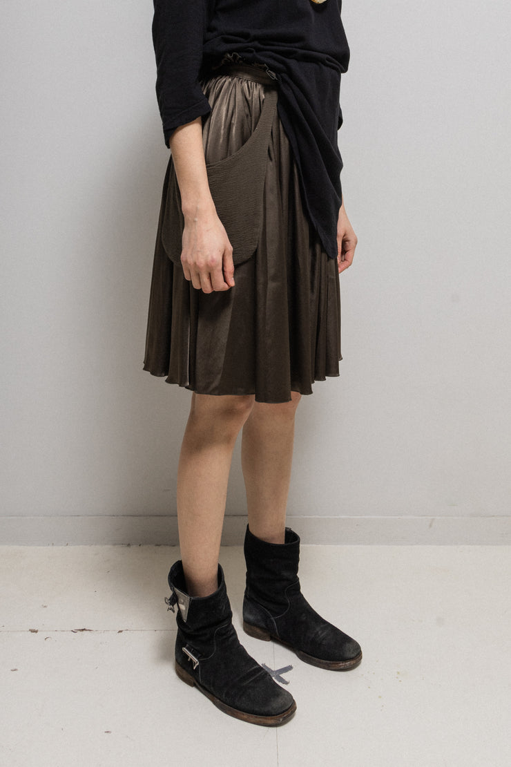 UNDERCOVER - SS04 "Languid" Silky pleated skirt with side waist pocket (runway)