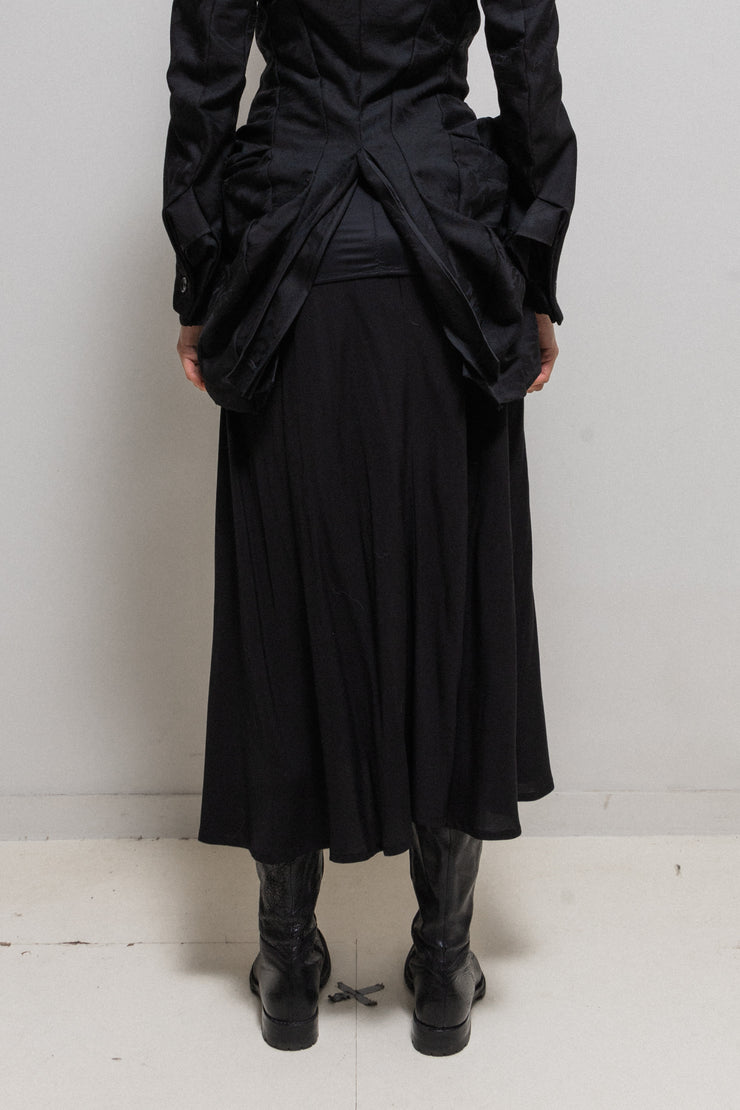 YOHJI YAMAMOTO - SS14 Lightweight tencel skirt with flap detail