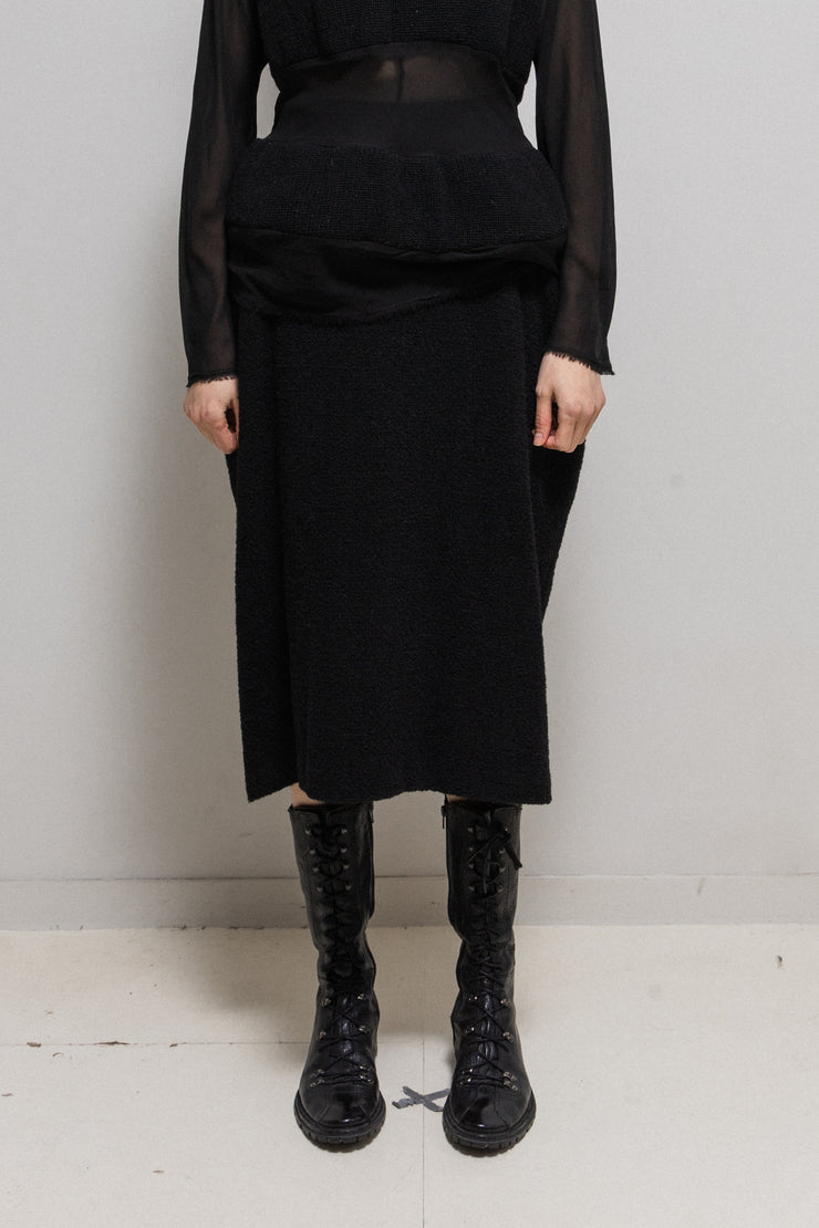 YOHJI YAMAMOTO - FW06 Textured wool skirt with back drapings