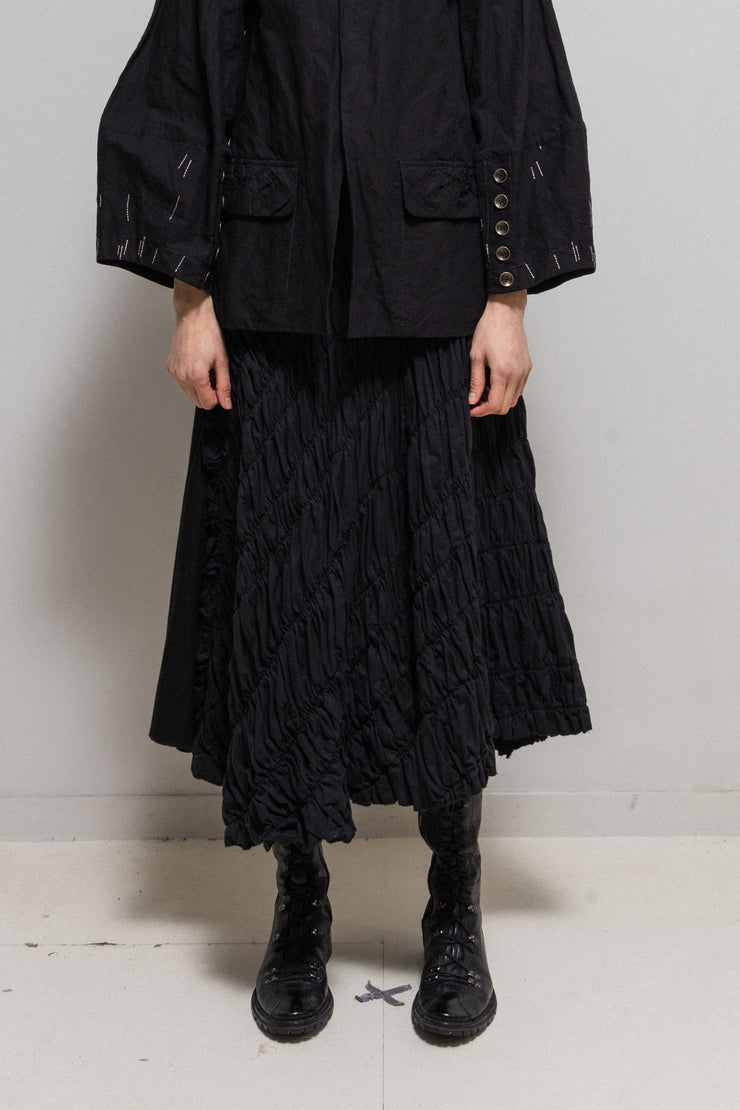 COMME DES GARCONS - FW11 Long asymmetrically ruched skirt with a side wool panel