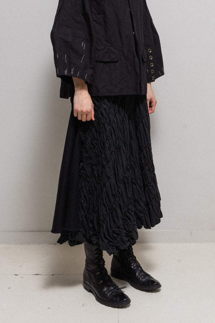 COMME DES GARCONS - FW11 Long asymmetrically ruched skirt with a side wool panel