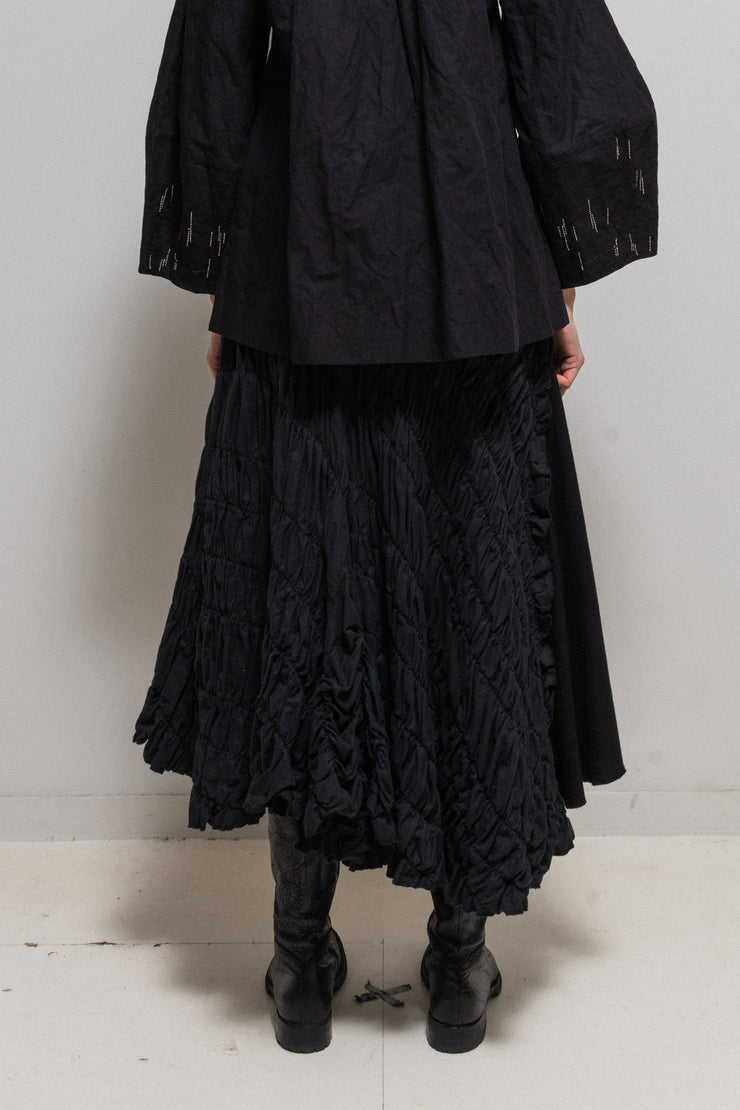 COMME DES GARCONS - FW11 Long asymmetrically ruched skirt with a side wool panel